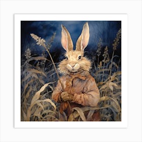 Magic Forest Moon Rabbit Art Print Art Print