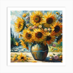 Sunflowers In A Vase 5 Art Print