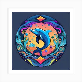 Dolphin In A Circle Art Print