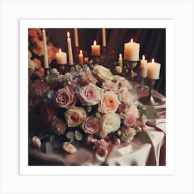 Wedding Bouquet With Candles 1 Art Print