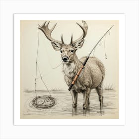 Deer Fishing 11 Art Print