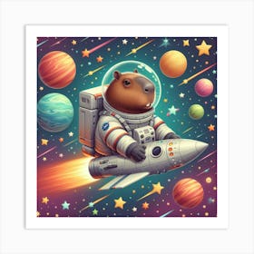 Capybara in Space Art Print