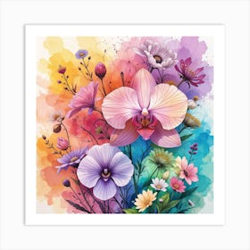 Watercolor Flowers 2 Art Print