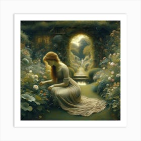 Girl In A Garden 3 Art Print