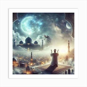 Muslim Man Prayingلمشاعر الروحانية في رمضان Art Print