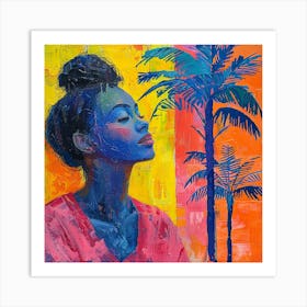 Woman With Palm Trees 1 Art Print