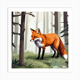 Fox In The Forest 1 Art Print