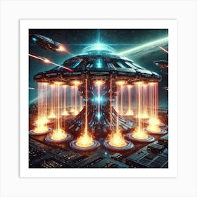 Cascade Fortress Hydrokinetic Turrets Plasma Defense Art Print