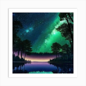 Night Sky In The Forest 1 Art Print