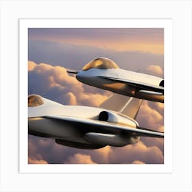 Two Fighter Jets Flying In The Sky 4 Art Print