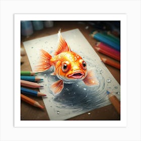 Goldfish Drawing 3 Art Print