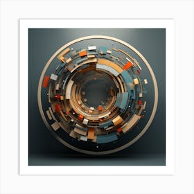 Abstract 3d Geometric Circle Art Print