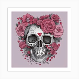 Skull With Roses 1 Art Print