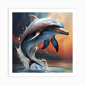 Dolphin Jumping Art Print