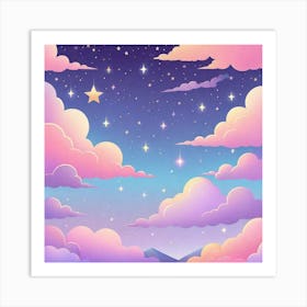 Sky With Twinkling Stars In Pastel Colors Square Composition 3 Art Print