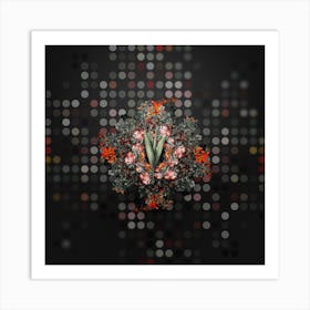 Vintage Autumn Crocus Floral Wreath on Dot Bokeh Pattern n.0638 Art Print