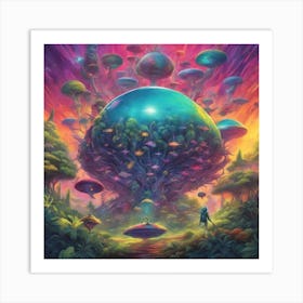 Imagination, Trippy, Synesthesia, Ultraneonenergypunk, Unique Alien Creatures With Faces That Looks (12) Art Print