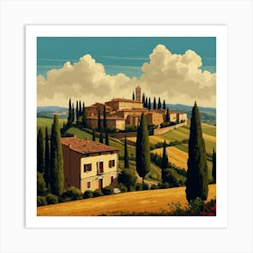 Tuscany Vintage Travel Poster Art Print