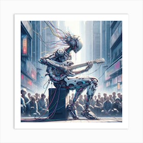 Robot Guitar Player Art Print