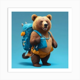 Bear With Backpack Art Print