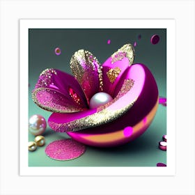 Pink Flower 3d Wallpaper Art Print