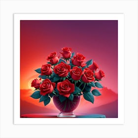 3d Animation Style Roses With Their Delicate Petals And Intoxi 0 Art Print