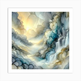 Waterfall In The Clouds Art Print