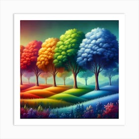 Colorful Trees Art Print