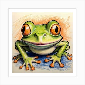 Frog Drawing Art Print