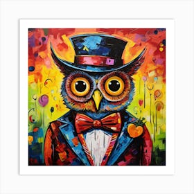 Owl In Top Hat Art Print