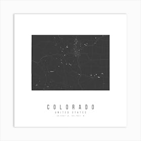 Colorado Mono Black And White Modern Minimal Street Map Square Art Print