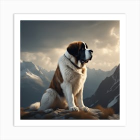 St Bernard Dog 98 Art Print