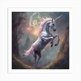 Unicorn In The Forest Art Print