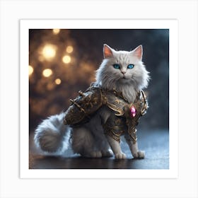 Cat In Armor Art Print