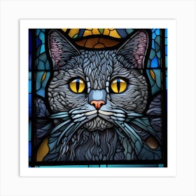 Cat, Pop Art 3D stained glass cat superhero limited edition 40/60 Art Print