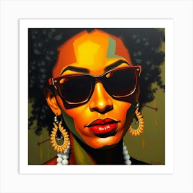 Afro Woman In Sunglasses Art Print