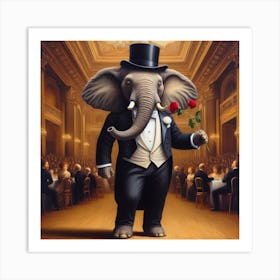 Elephant In Tuxedo Art Print