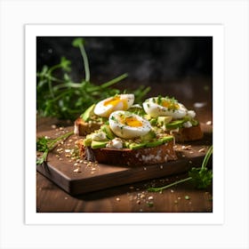 Avocado Toast With Eggs Art Print