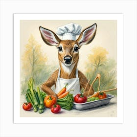 Chef Deer 31 Art Print