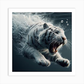 White Tiger Swimming Underwater 1 Art Print