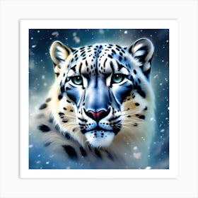 Snow Leopard against the Night Sky Art Print