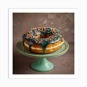 Donut On A Cake Stand Art Print