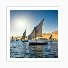 Sailboats On The Nile Art Print