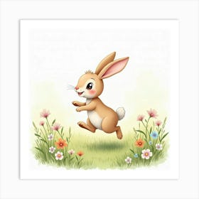 Bunny Running In The Grass Art Print