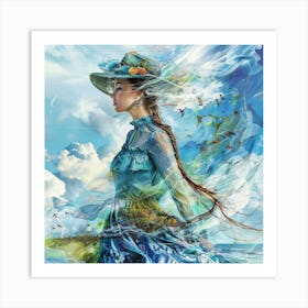 Woman In A Blue Dress 1 Art Print