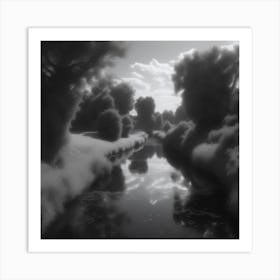 River In Black And White 9 Art Print