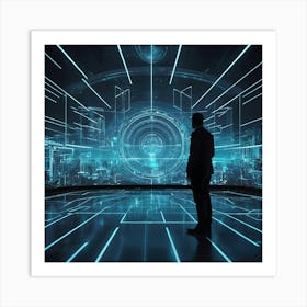 Futuristic Businessman In Futuristic City 2 Art Print