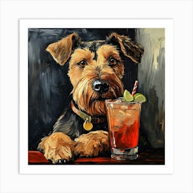 Airedale Welshie At The Bar 11 Art Print