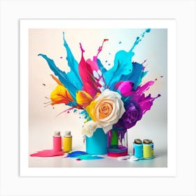 Colorful Paint Splatters Art Print