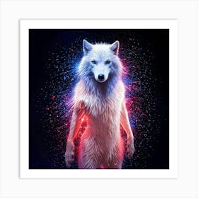 Firefly Powerful, Glowing, Full Body, Wolf, Blue Sparks, Red Sparks, Rain Decorations, Majestic, Vib (2) Art Print